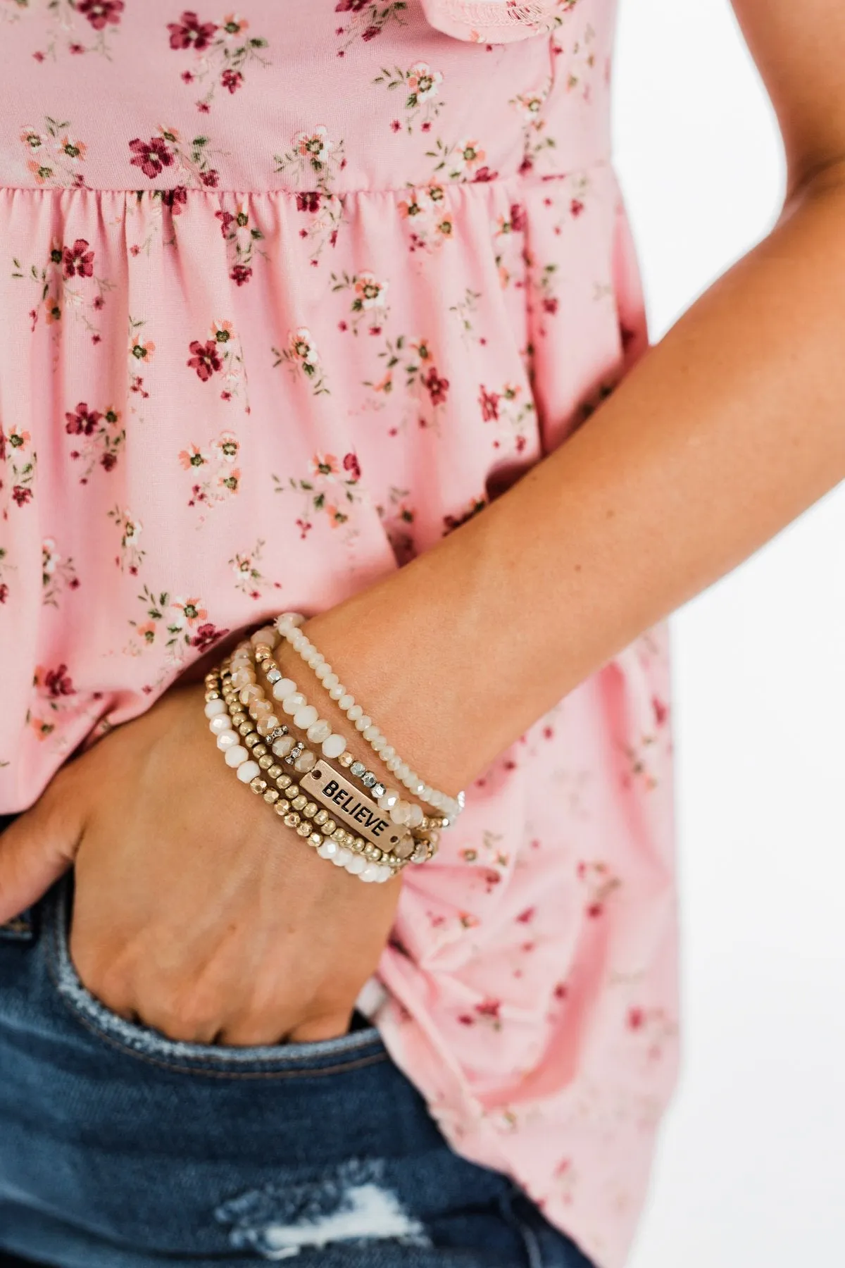 Neutral Beaded Bracelet Set - Stackable