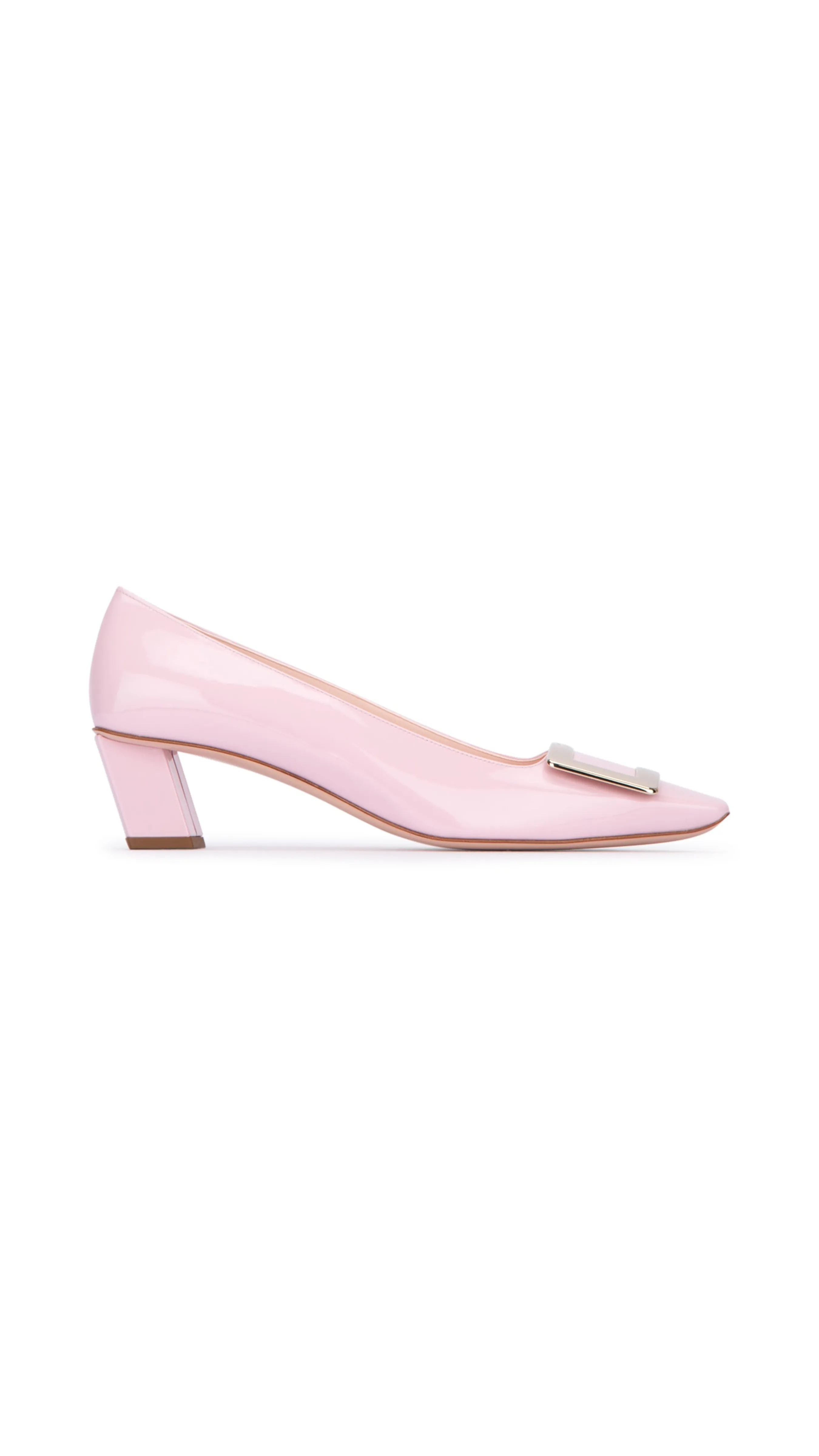 Belle Vivier Metal Buckle Pumps in Patent Leather - Pink