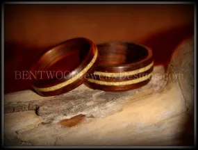 Rosewood Bentwood Ring Set with Fossil Inlays