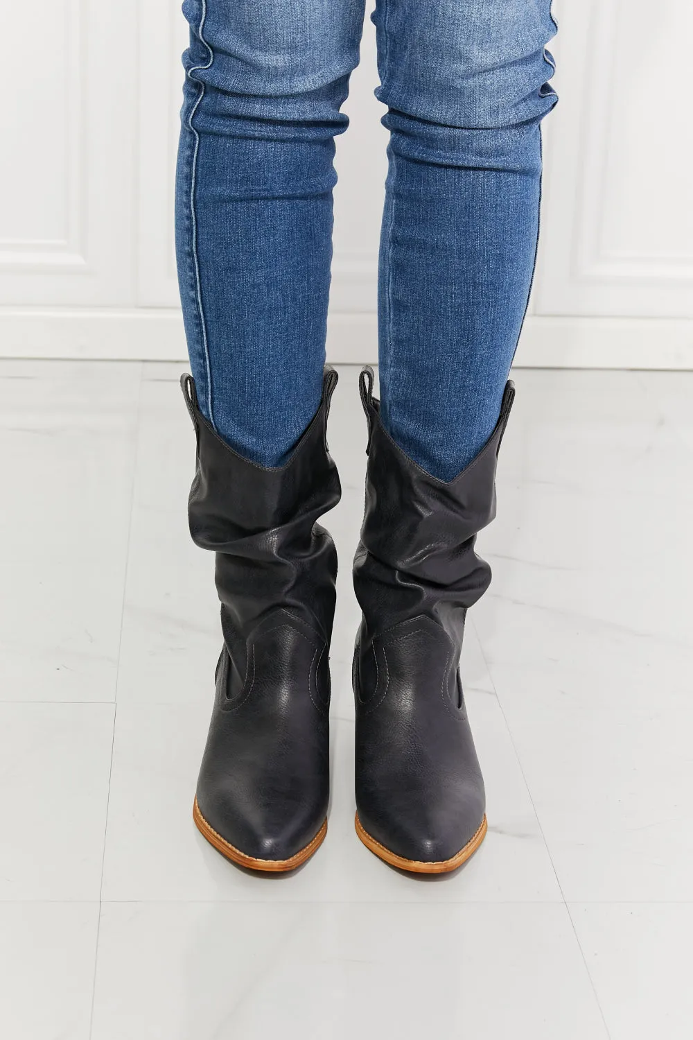 Navy Blue Scrunch Cowboy Boots - Texas Style