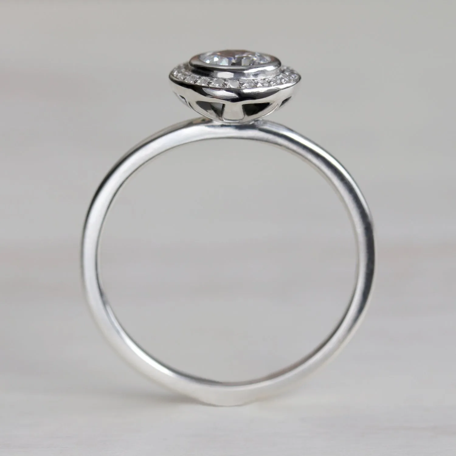 Bezel-set Halo Solitaire Engagement Ring