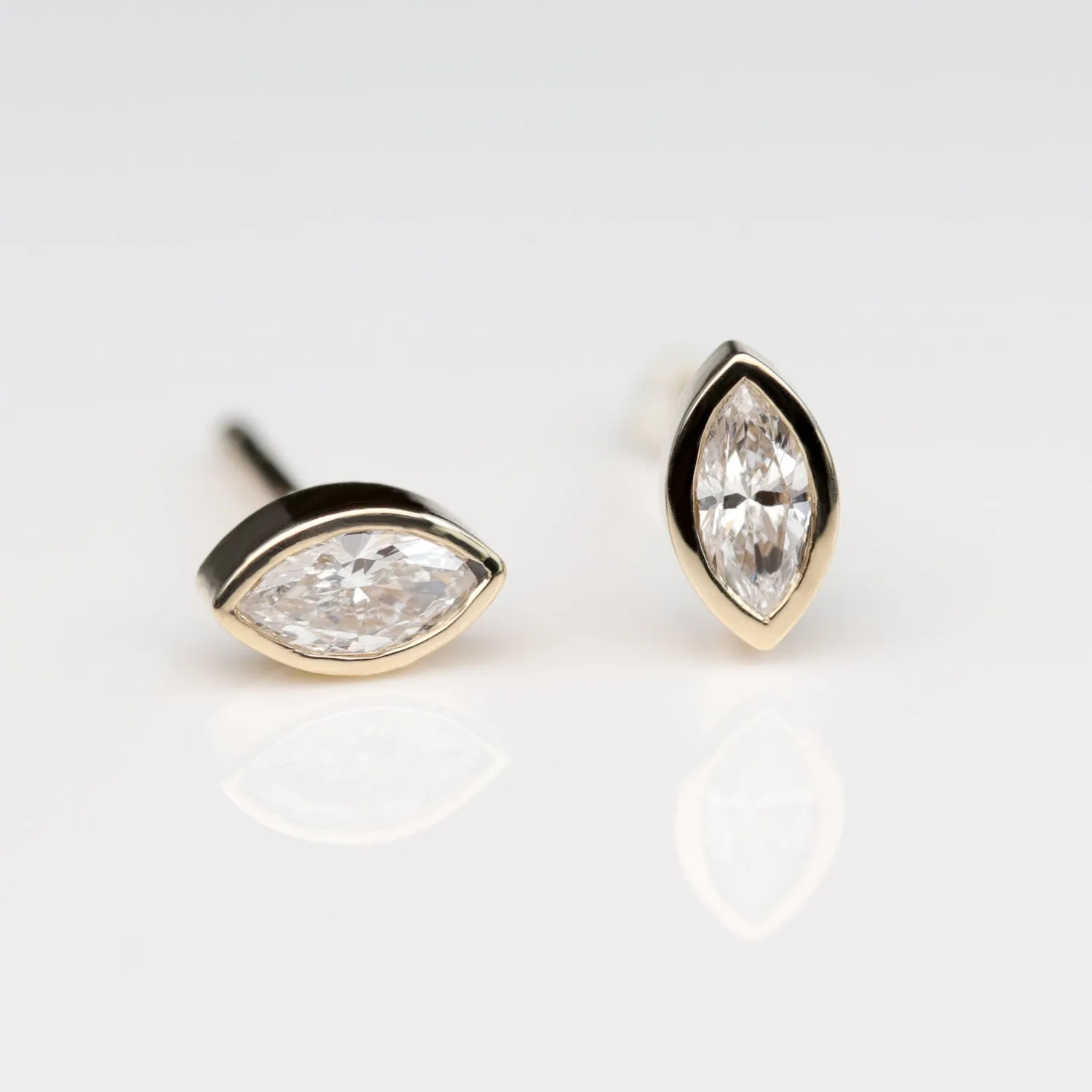 Bezel-Set Marquise Stud Earrings