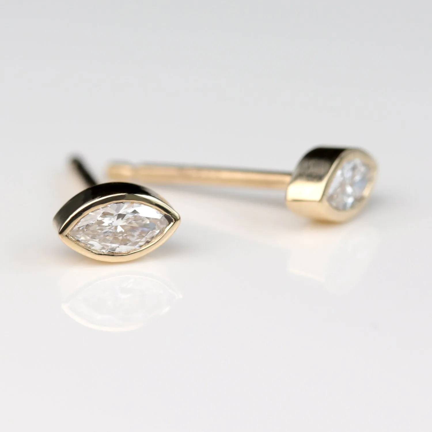 Bezel-Set Marquise Stud Earrings