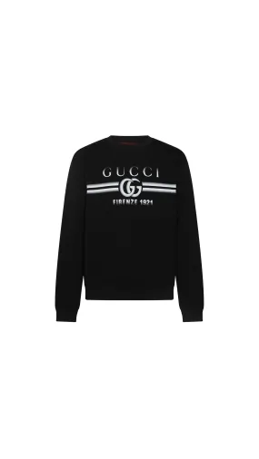 Black Crewneck Sweatshirt with Print - Shop Now