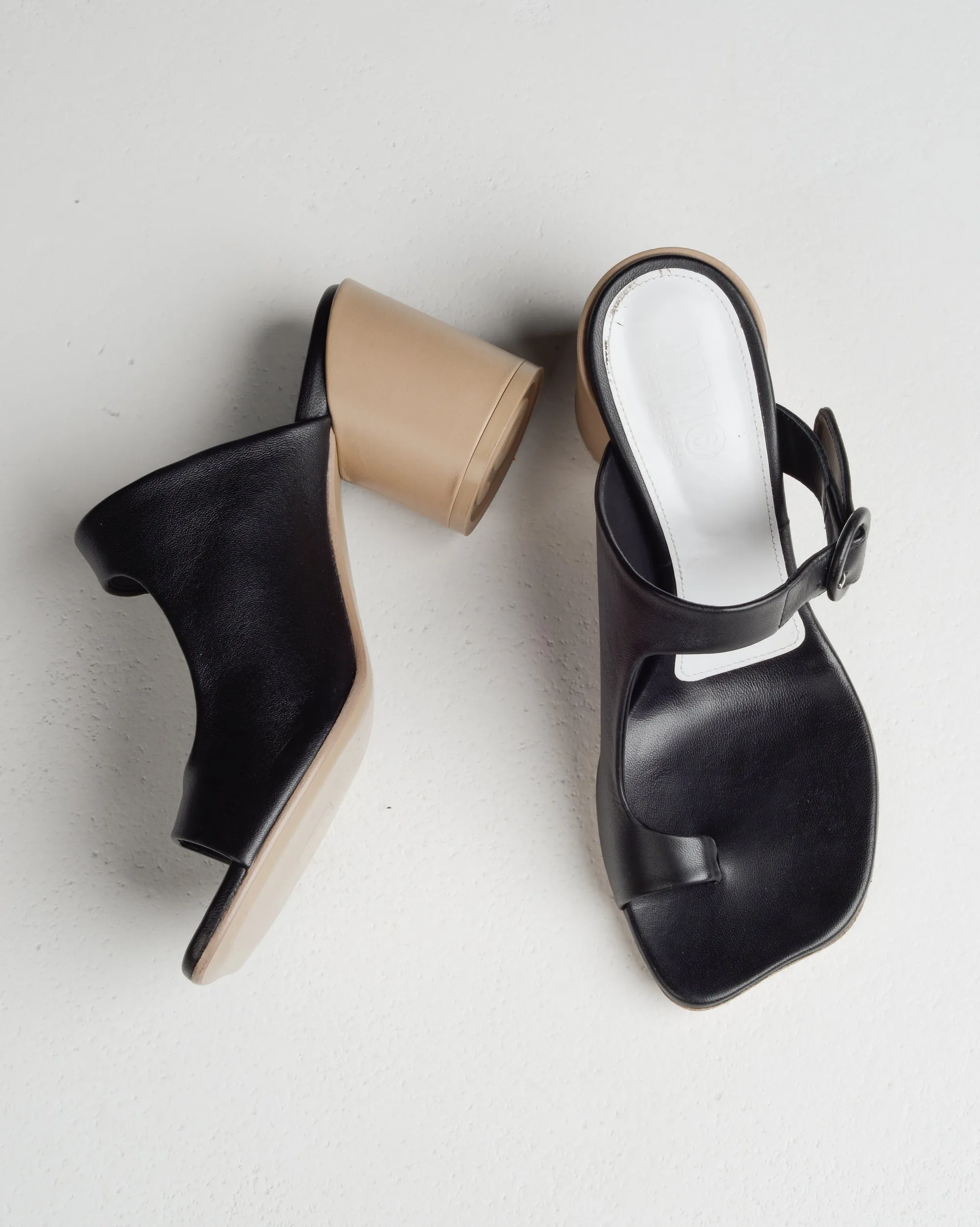 Black Cut Out Leather Mules