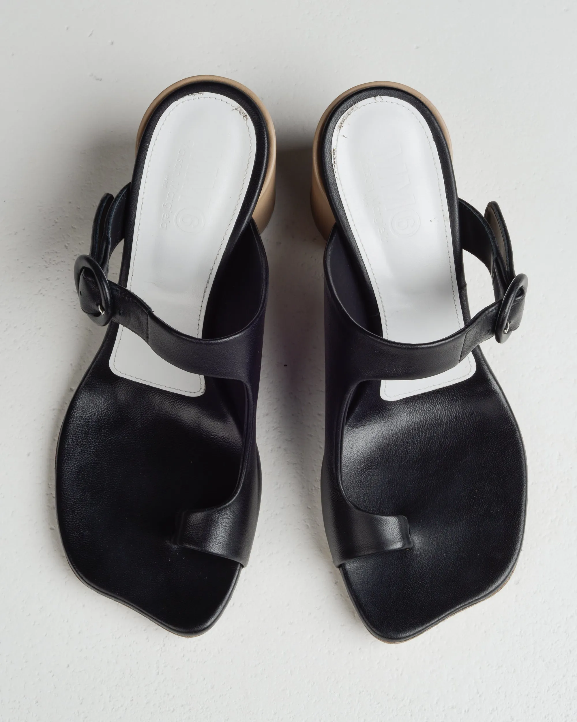 Black Cut Out Leather Mules