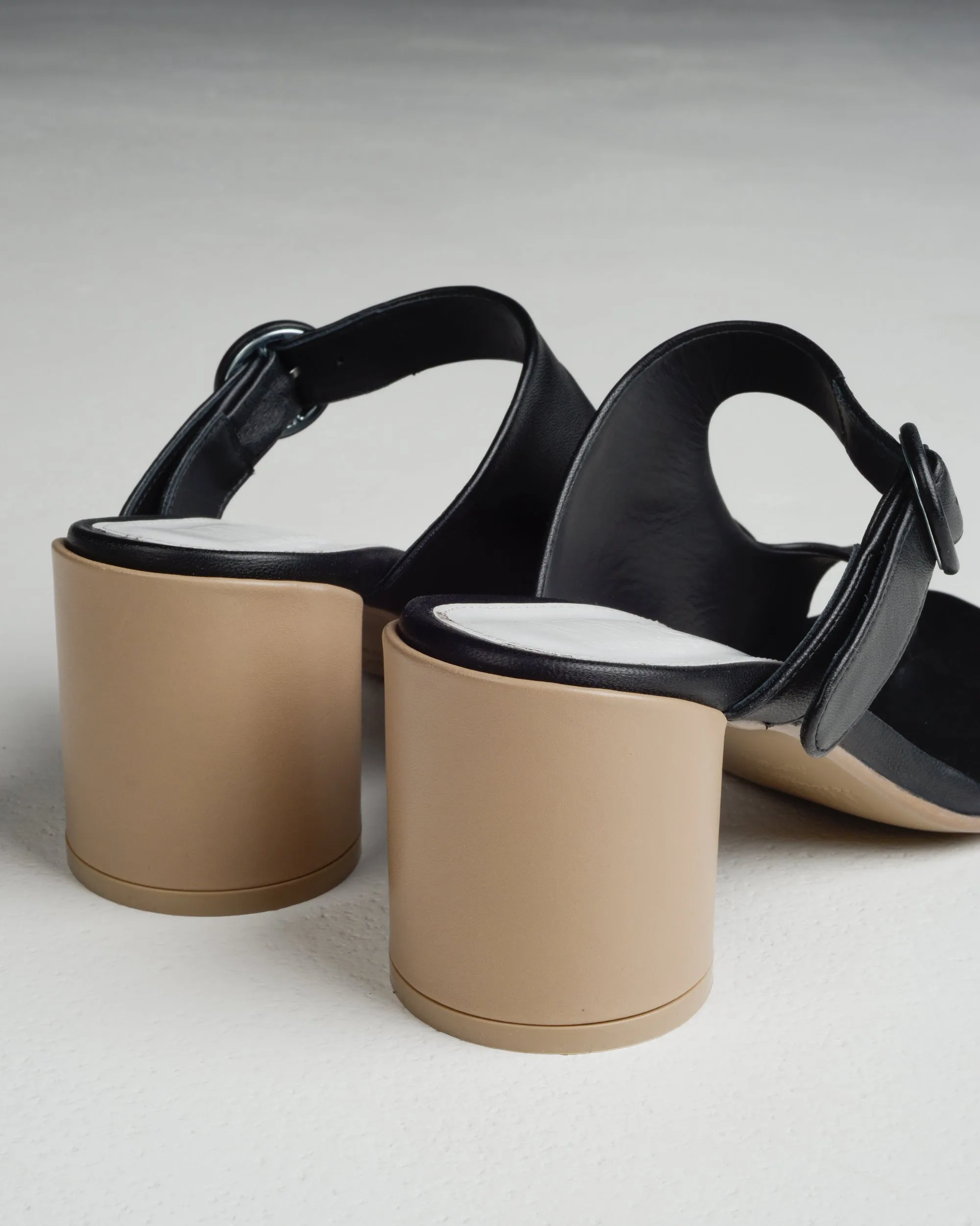 Black Cut Out Leather Mules