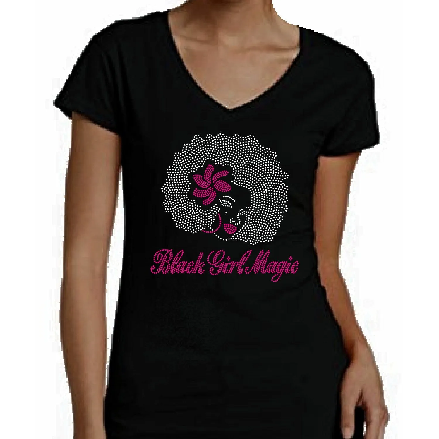 Rhinestone Afro Girl T-Shirt with Black Girl Magic