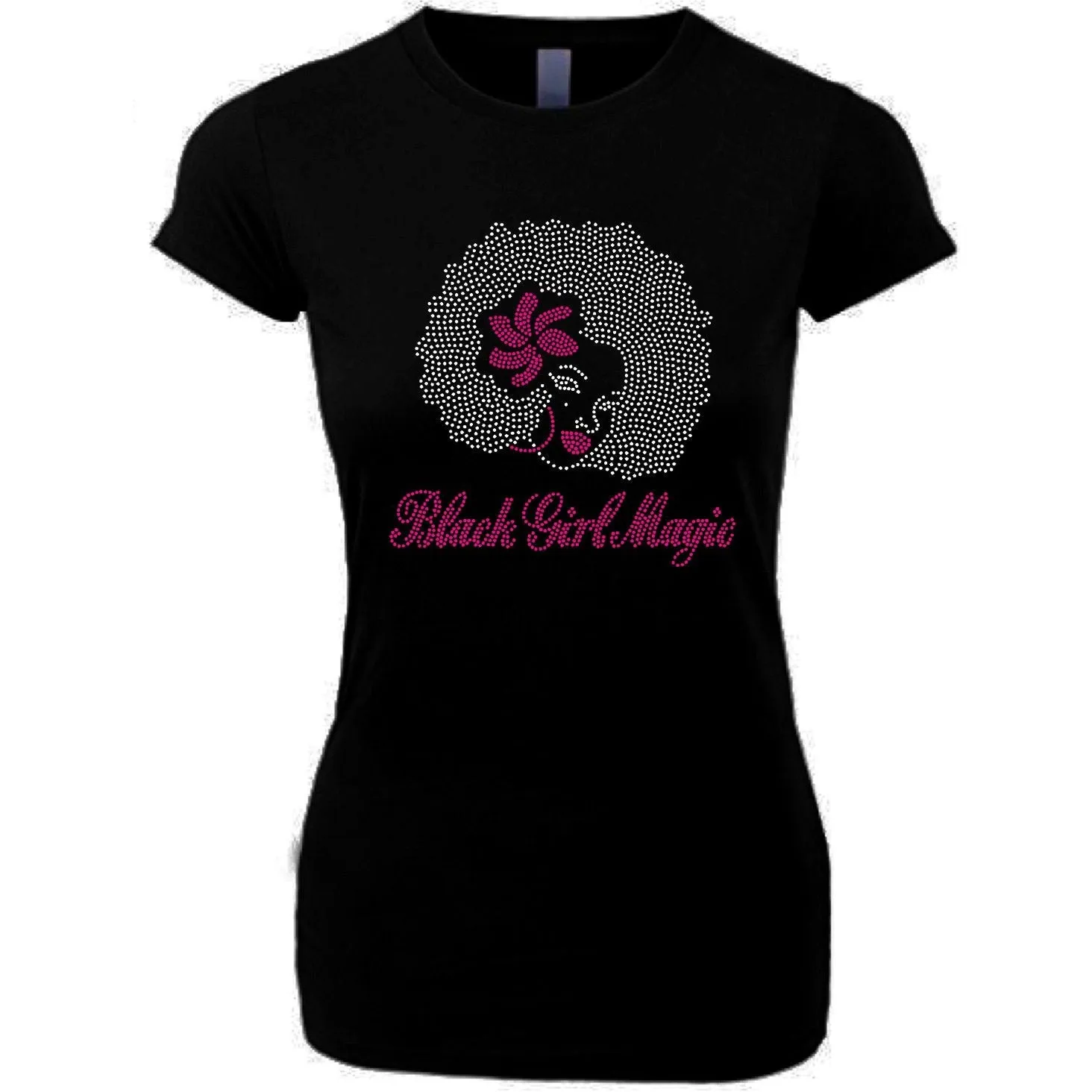 Rhinestone Afro Girl T-Shirt with Black Girl Magic