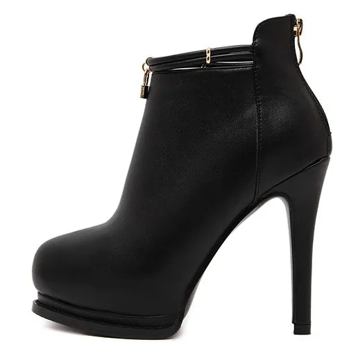 Stiletto High Heels Boots with Padlock Detail