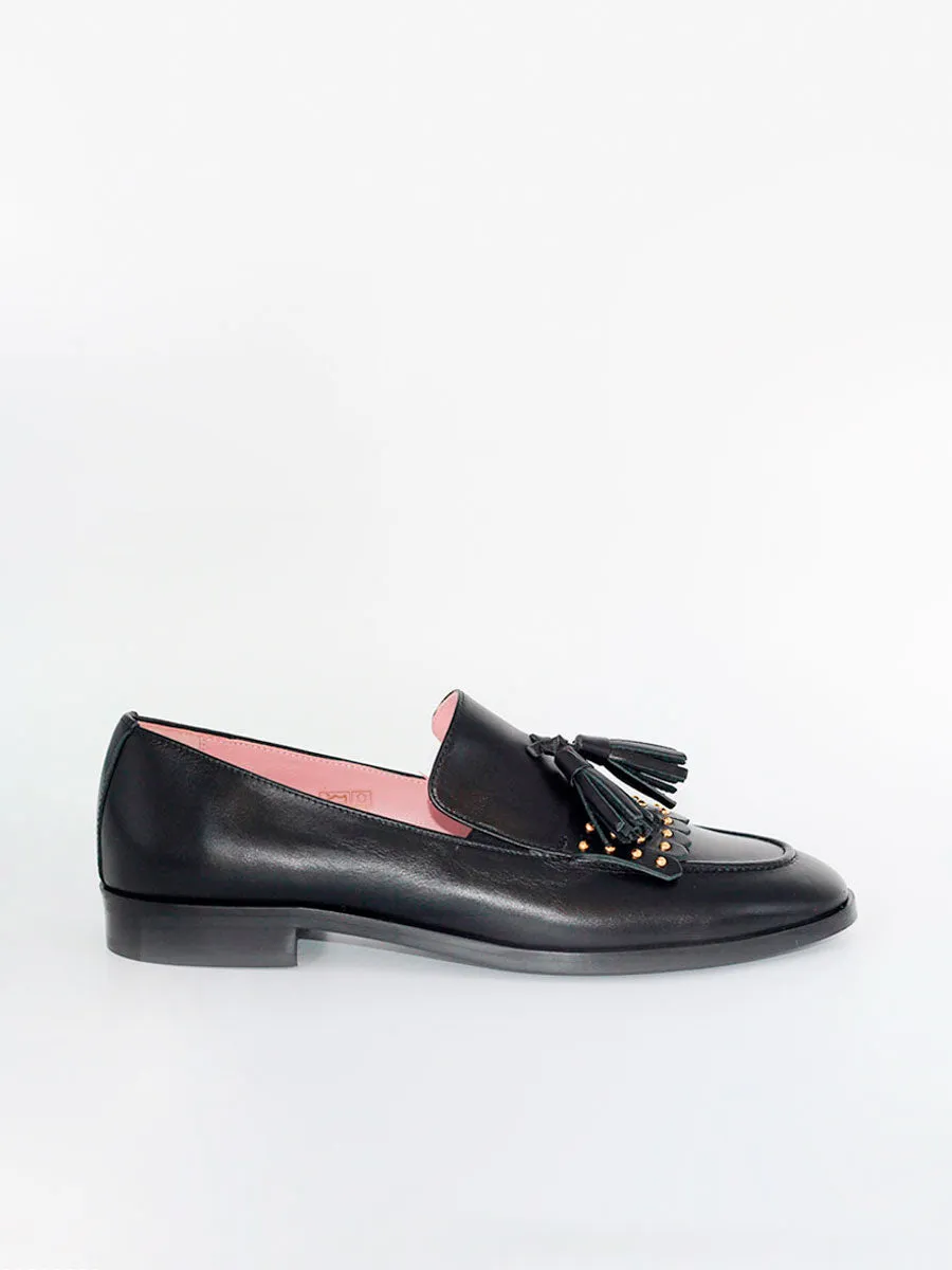 Black leather coy color Messina FBT moccasins