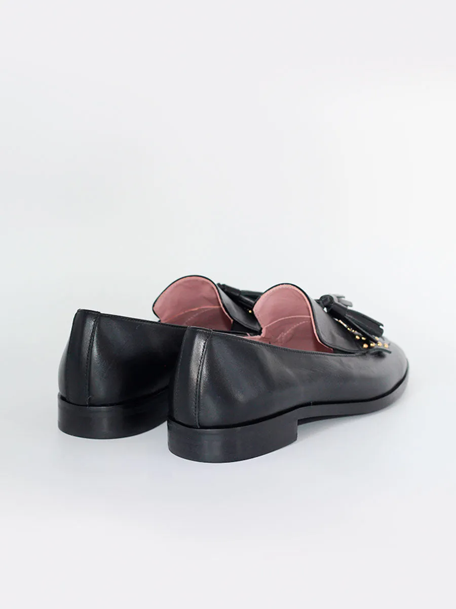 Black leather coy color Messina FBT moccasins