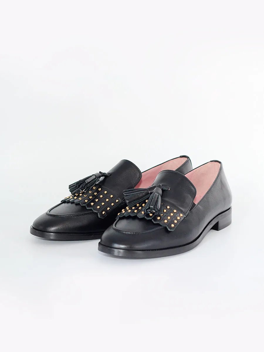 Black leather coy color Messina FBT moccasins