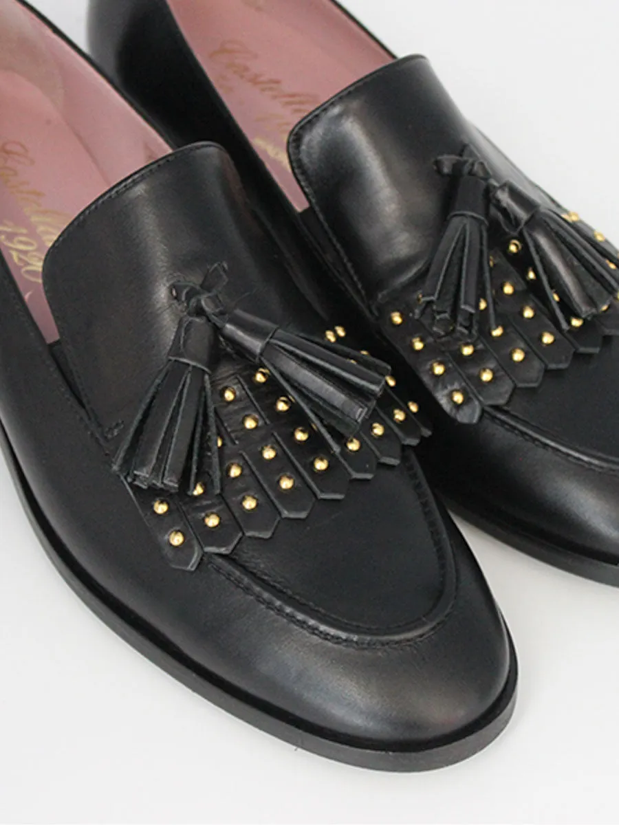 Black leather coy color Messina FBT moccasins