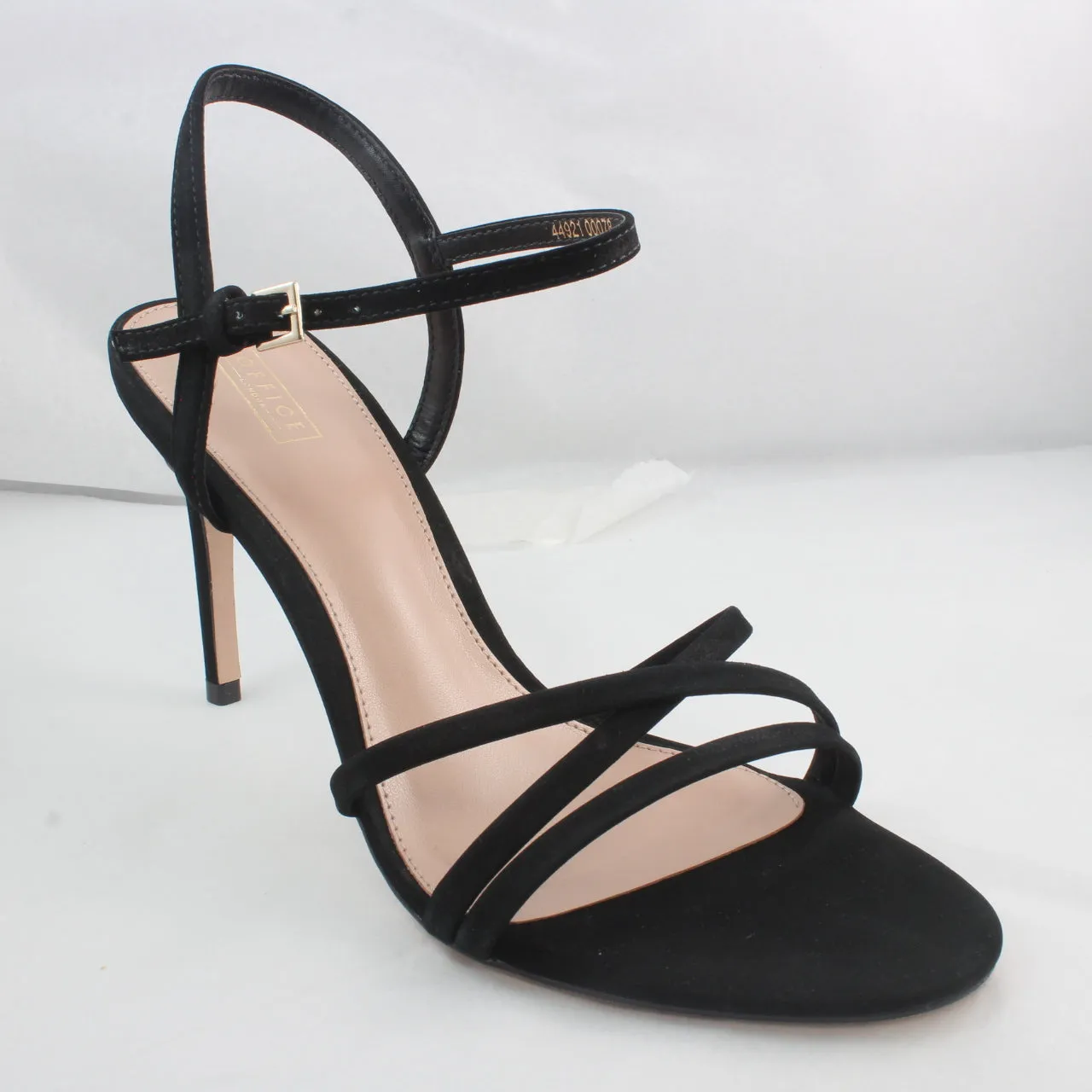 Black Nubuck Women's Strappy Stiletto Heels for Office Wear