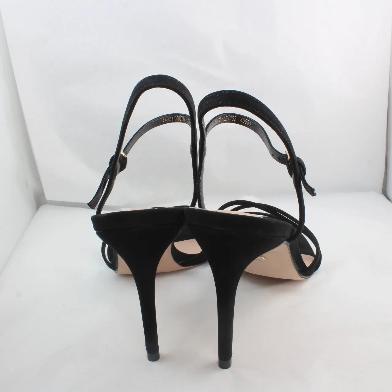 Black Nubuck Women's Strappy Stiletto Heels for Office Wear