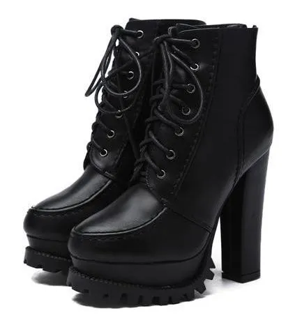 Black Military Lace Up Platforms