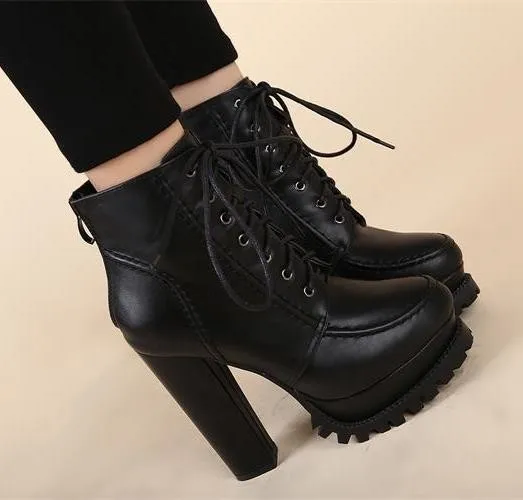 Black Military Lace Up Platforms