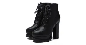 Black Military Lace Up Platforms