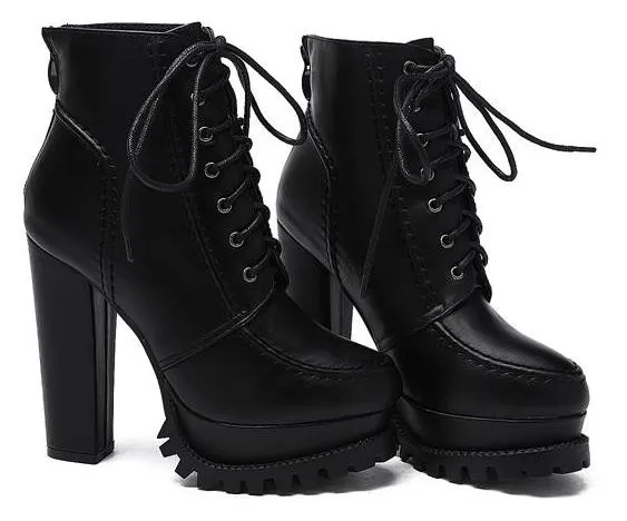 Black Military Lace Up Platforms