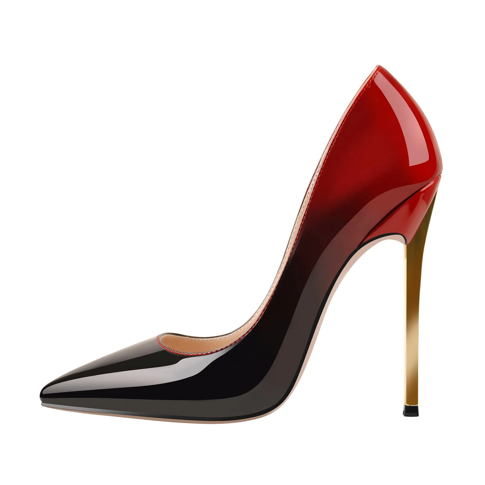 Red Black Patent Leather Heels Gradient Pumps