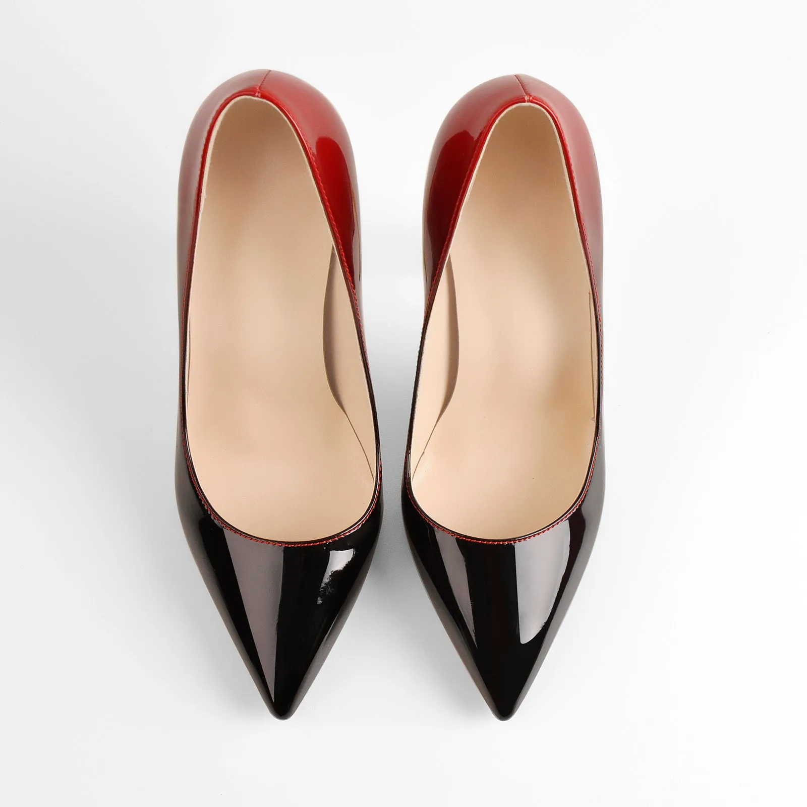 Red Black Patent Leather Heels Gradient Pumps