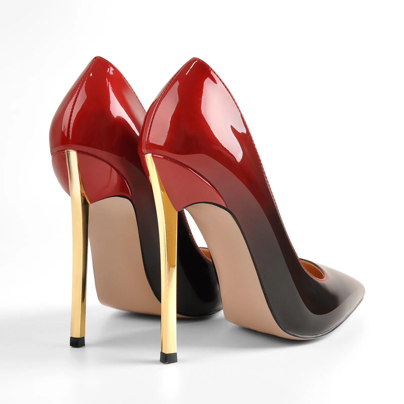 Red Black Patent Leather Heels Gradient Pumps