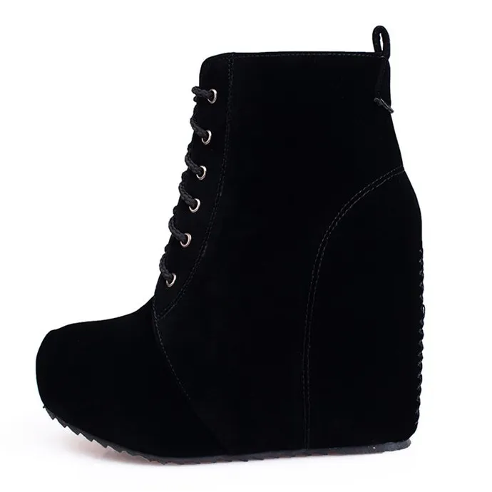 Black Suede Lace Up High Top Platforms