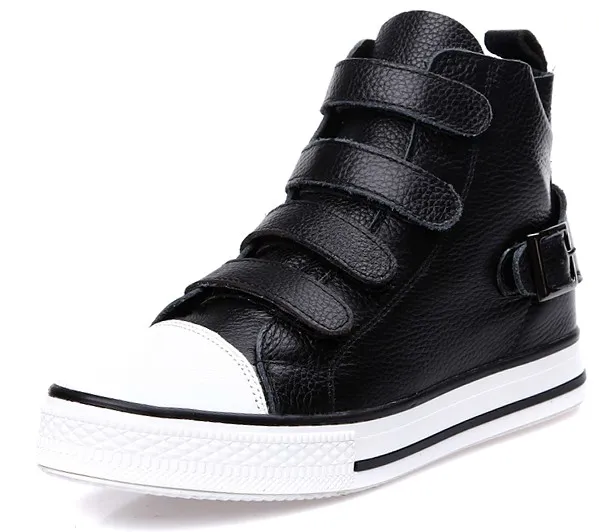 Black High Top Sneakers with Velcro Closure