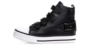 Black High Top Sneakers with Velcro Closure