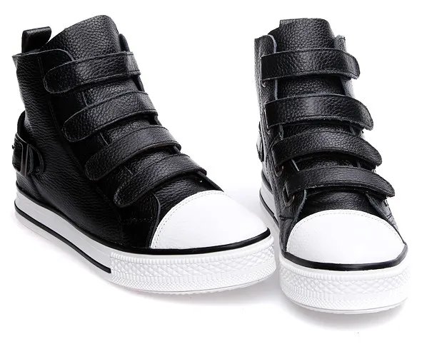 Black High Top Sneakers with Velcro Closure