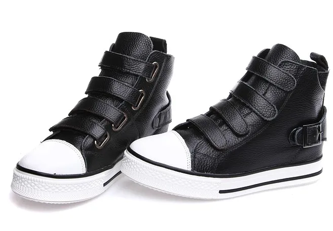 Black High Top Sneakers with Velcro Closure