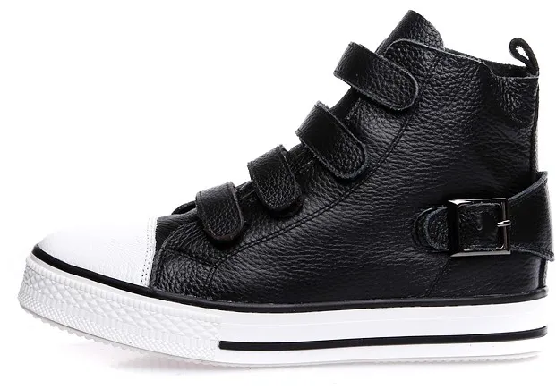 Black High Top Sneakers with Velcro Closure