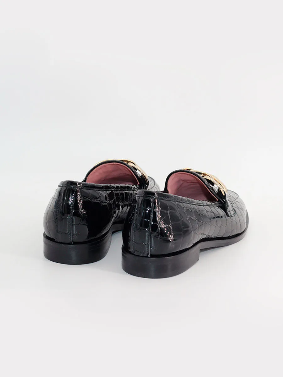 Black Venus Chain-Effect Coco Moccasins