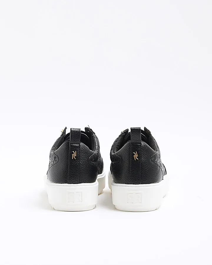 Black wide fit embossed trainers