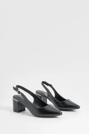 Block Heel Pointed Toe Pumps