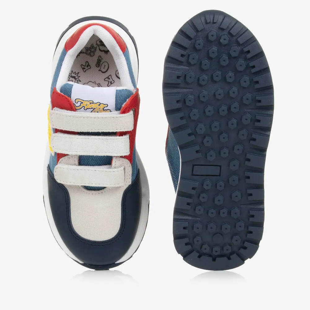 Blue Denim-Effect Velcro Sneakers