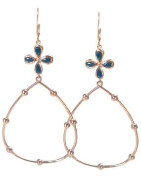 Blue Sapphire Hoop Earrings set in 14k Rose Gold