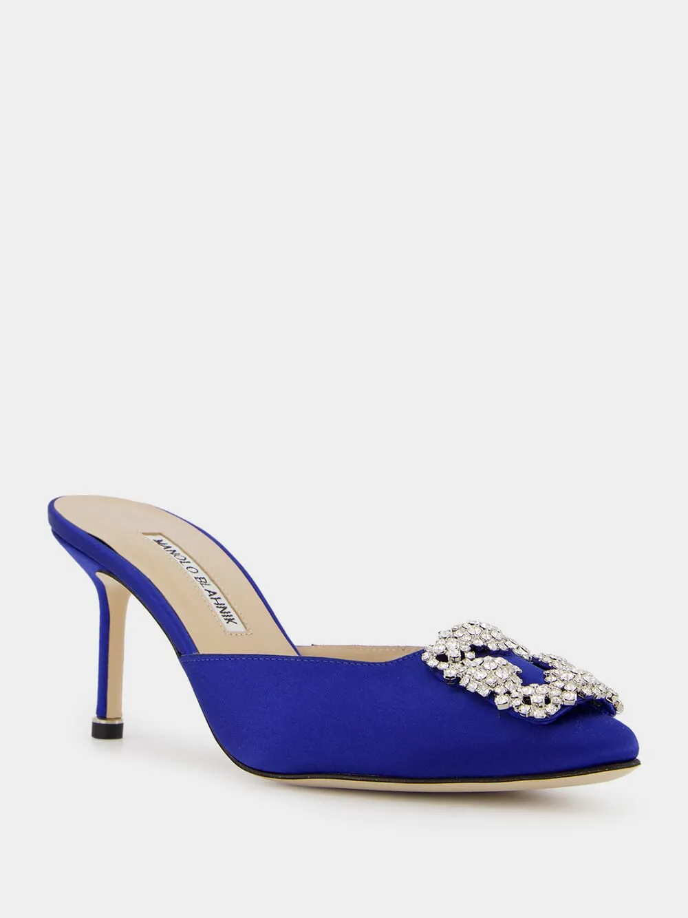 Blue Satin Jewel 70mm Mules