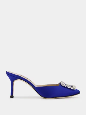 Blue Satin Jewel 70mm Mules