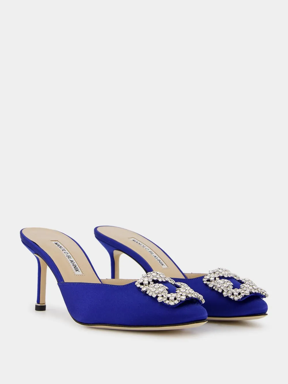 Blue Satin Jewel 70mm Mules