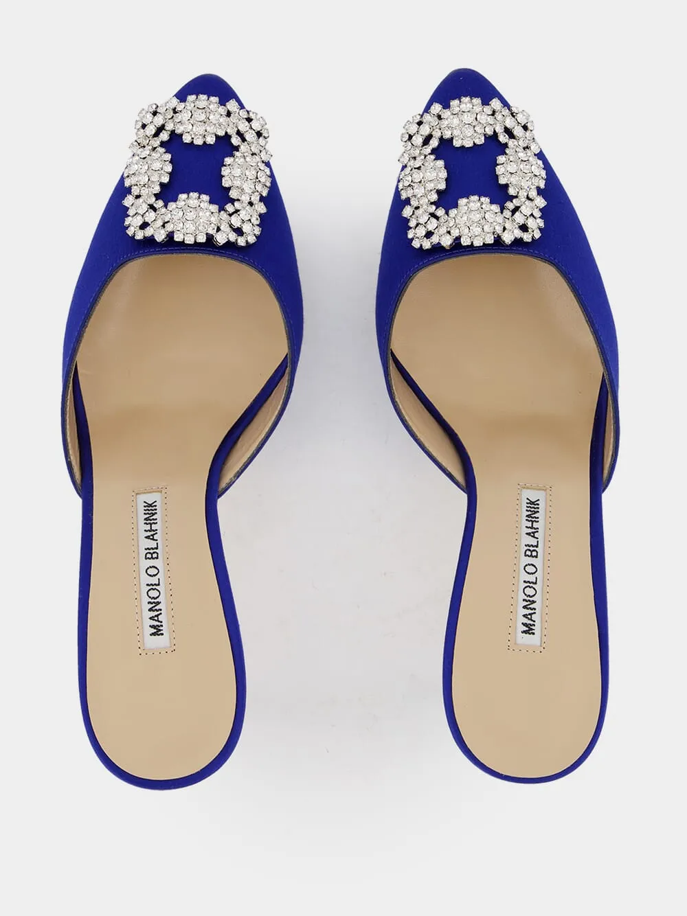 Blue Satin Jewel 70mm Mules