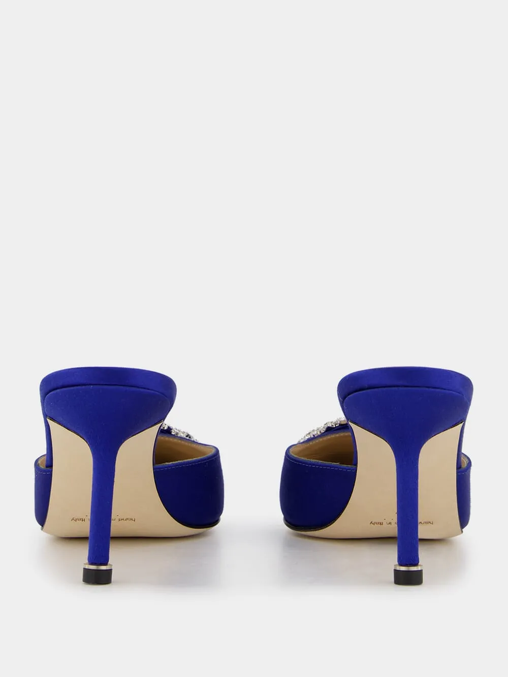 Blue Satin Jewel 70mm Mules