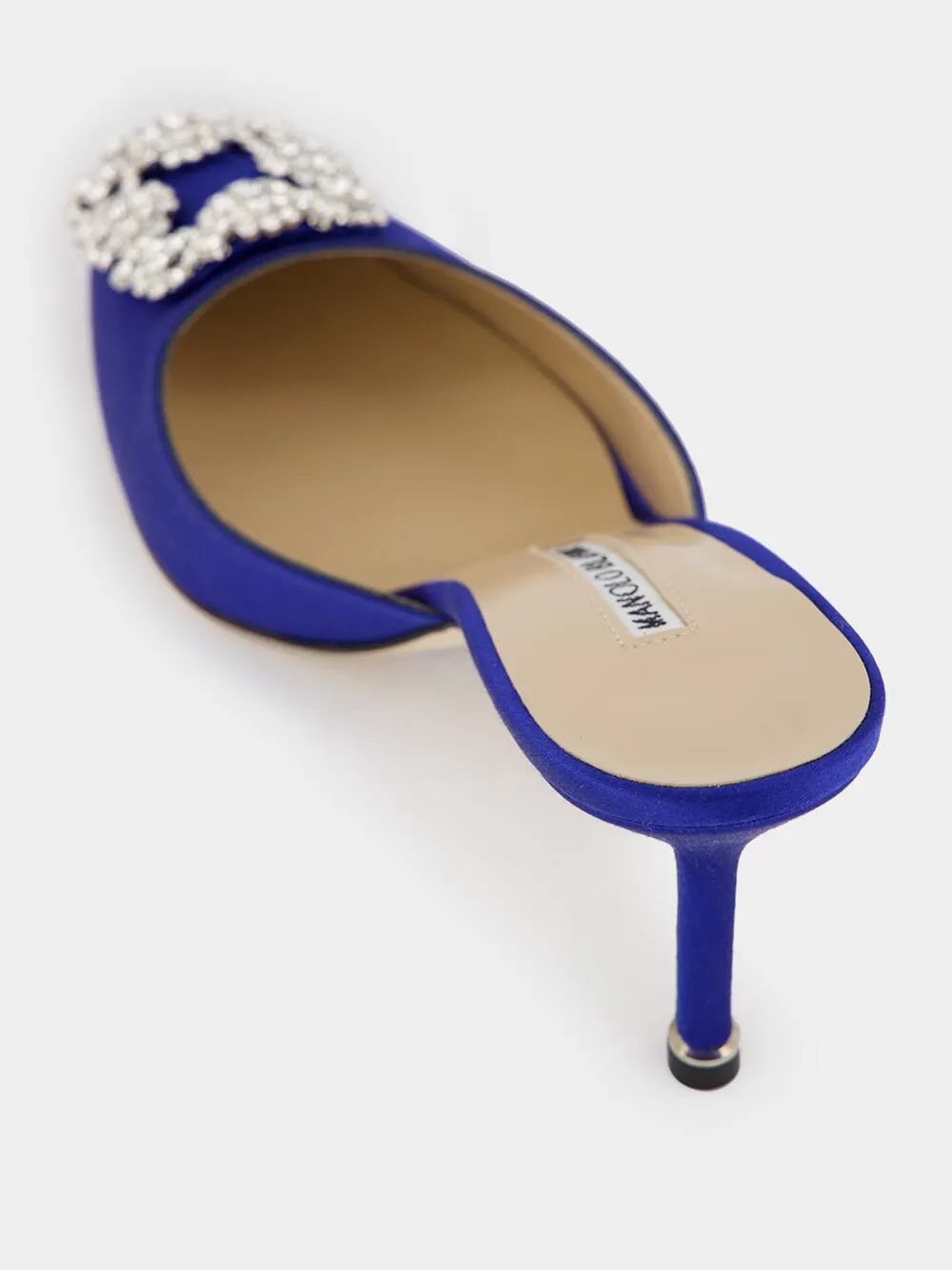 Blue Satin Jewel 70mm Mules