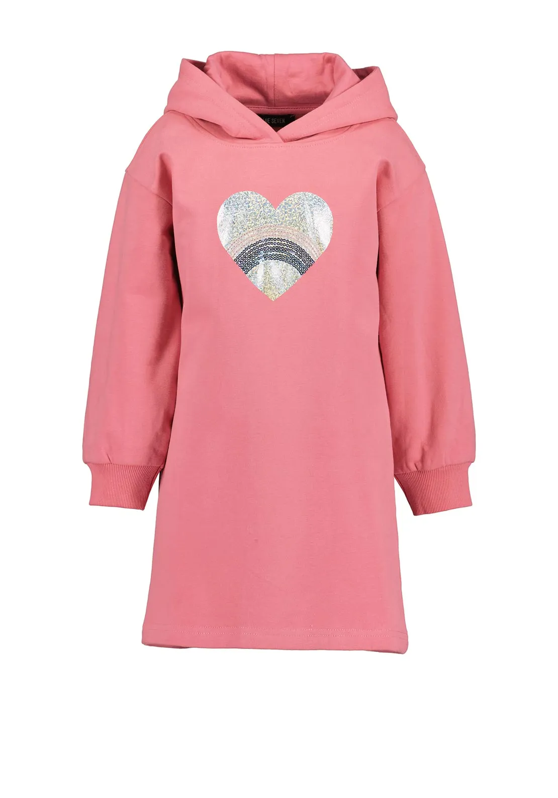 Blue Seven Mini Girl Heart Hooded Sweater Dress, Pink