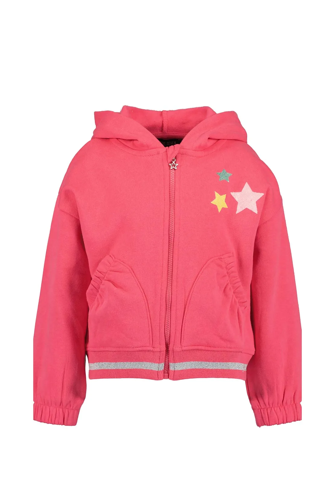 Blue Seven Mini Girl Star Long Sleeve Hooded Jacket, Pink