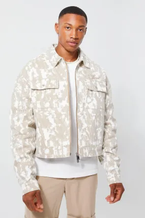 Boxy Stripe Jacquard Harrington Jacket