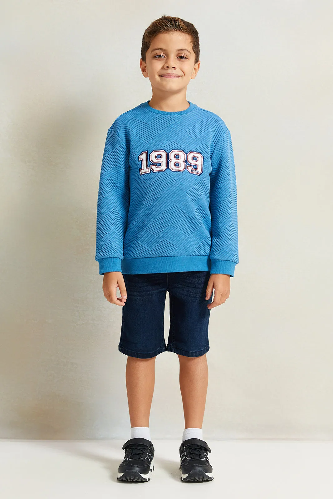 Boys Blue Jacquard Sweatshirt