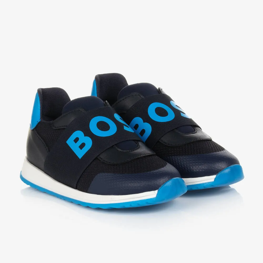 Boys Blue Leather Trainers