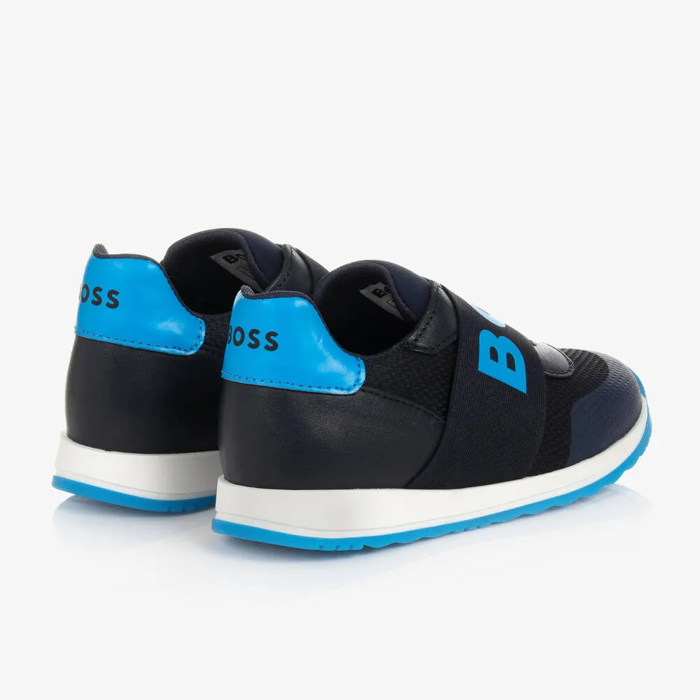 Boys Blue Leather Trainers